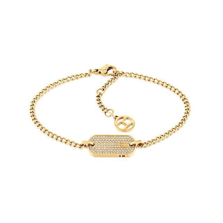 Tommy Hilfiger Bracciale Placcato Oro Con Cristalli Dog Tag — Bracciale