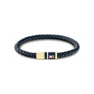 Tommy Hilfiger Elegante Bracciale In Pelle Blu Scuro — Bracciale