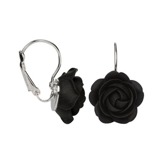Troli Schwarze Hängeohrringe mit Blumen 