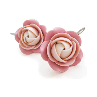 Troli Orecchini Pendenti Fiori Rosati Cremosi — Orecchini