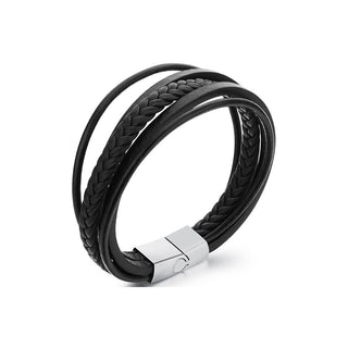 Troli Armband aus schwarzen Lederbändern gefertigt Leder 