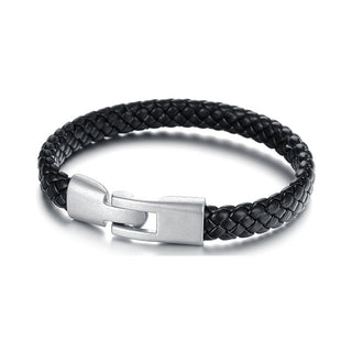 Troli Schwarzes Herrenarmband aus geflochtenem Leder 