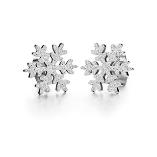 Troli Glitzernde Ohrringe aus Stahl Snowflake Ke-013 
