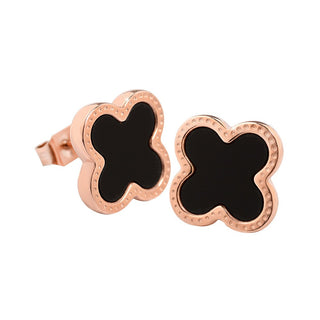 Troli Orecchini Fiori Rosa Centro Nero Ke-006 — Orecchini