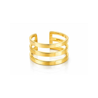Troli Anello Triplo Acciaio Oro — Anello