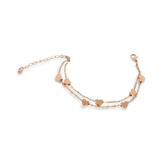 Troli Herzförmiges Armband aus roségoldplattiertem Stahl 