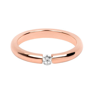 Troli Anello Sottile Acciaio Placcato Oro Rosa Cristallo Circuito 49 mm — Anello