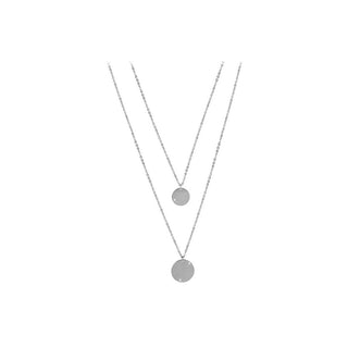 Troli Collana Doppia Pendenti Rotondi Acciaio — Collana