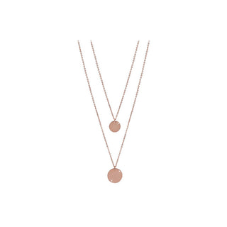 Troli Collana Doppia Pendenti Circolari Acciaio Oro Rosa — Collana