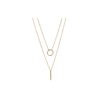 Troli Doppelhalskette mit eleganten Ohrringen aus vergoldetem Stahl 