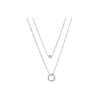 Troli Doppelte Halskette mit hängenden Ringen aus Stahl 