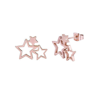 Troli Orecchini Acciaio Placcato Oro Rosa Tre Stelle — Orecchini