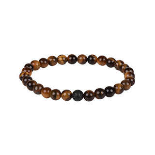 Troli Bracciale Perline Occhio Tigre Pietra Lavica 18 cm — Bracciale