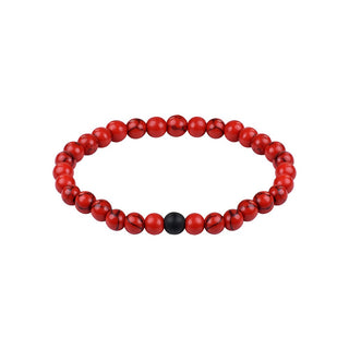 Troli Perlenarmband aus rotem Howlit und Onyx – Länge: 20 Cm 