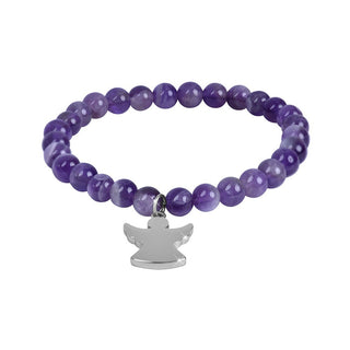 Troli Bracciale Ametista Perline Angelo 17 cm — Bracciale