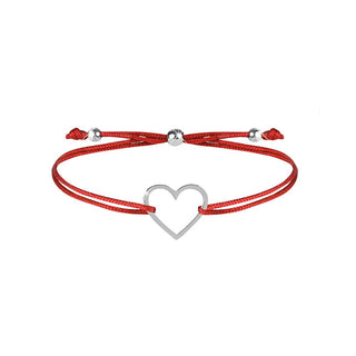 Troli Armband mit Kordel und rotem Herz/Stahl 