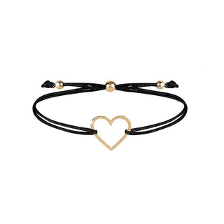 Troli Armband mit Kordel und schwarzem/goldenem Herz 