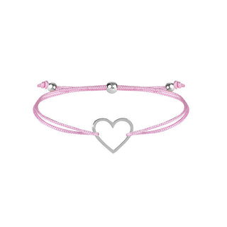 Troli Armband mit Kordel und rosa Herz/Stahl 