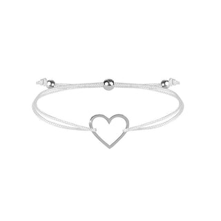 Troli Armband mit Kordel und weißem Herz/Stahl 