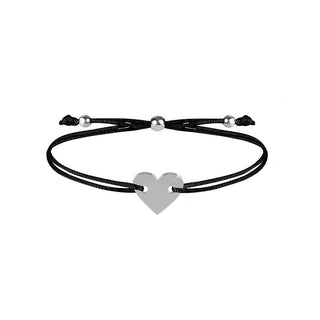 Troli Armband aus Kordel mit schwarzem Herz/Stahl 