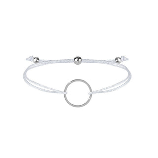 Troli Armband mit Kordel und weißem Ring/Stahl 