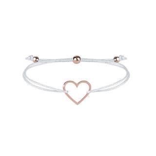 Troli Armband mit Kordel und weißem/bronzenem Herz 