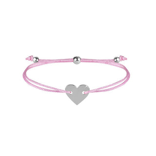 Troli Armband mit Kordel und Herz aus Stahl/Rosa 