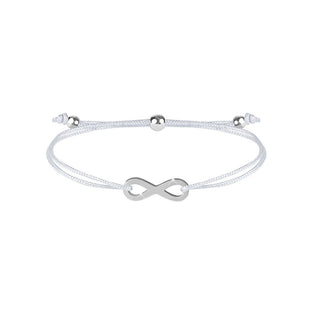Troli Armband mit Kordel und weißem Unendlichkeitszeichen/Stahl 
