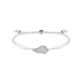Troli Armband aus Kordel mit weißem Engelsflügel/Edelstahl 