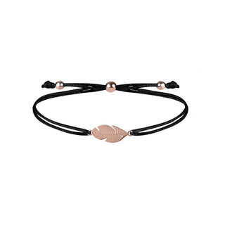 Troli Armband aus Kordel mit Feder Schwarz/Bronze 