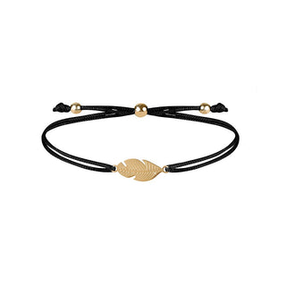 Troli Armband mit Kordel und Feder Schwarz/Gold 