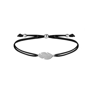 Troli Armband aus Kordel mit Feder Schwarz/Stahl 