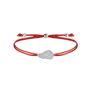 Troli Armband mit Kordel und rotem Engelsflügel/Edelstahl 