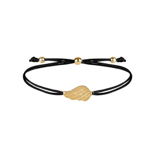 Troli Armband mit Kordel und Engelsflügel Schwarz/Gold 