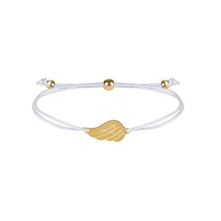 Troli Armband mit Kordel und weißem/goldenem Engelsflügel 