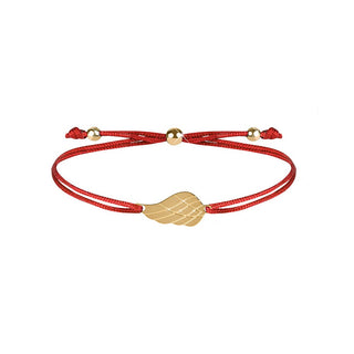 Troli Armband mit Kordel und rotem/goldenem Engelsflügel 