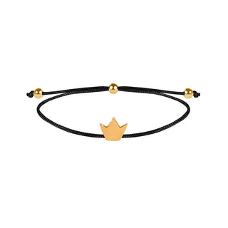 Troli Armband mit schwarzer Kordel/Goldkrone 