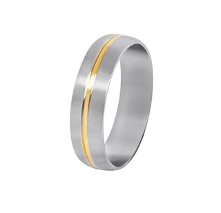 Troli Anello Acciaio Striscia Dorata Circuito 67 mm — Anello