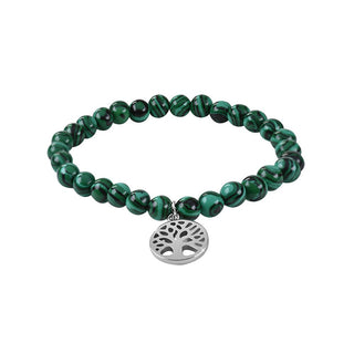 Troli Armband mit Malachitperlen und Lebensbaum - Länge: 17 Cm 