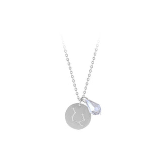Troli Halskette aus Stahl Zwillinge mit Zirkon (Kette, 2 Anhänger) 