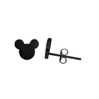 Troli Signierte schwarze Micky-Maus-Ohrringe 