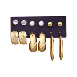 Troli Elegante Set aus runden Ohrringen und vergoldeten Ohrsteckern (6 Paare) 