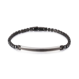 Troli Zweifarbiges Armband aus schwarzem Stahl Vedb109Bs 