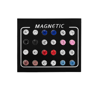 Troli Set Orecchini Magnetici Cristalli Colorati Perline Mini Spilla — Orecchini