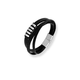 Troli Schwarzes Herrenarmband aus Leder Leder 