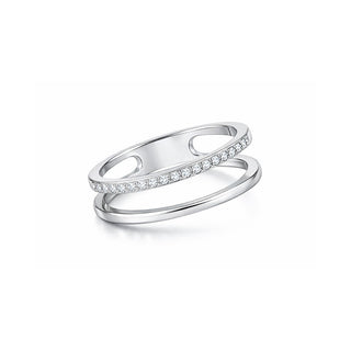 Troli Doppio Anello Minimalista In Acciaio Argentato 49 mm — Anello