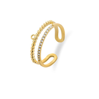 Troli Anello Acciaio Placcato Oro Zirconi Vbr0118G — Anello