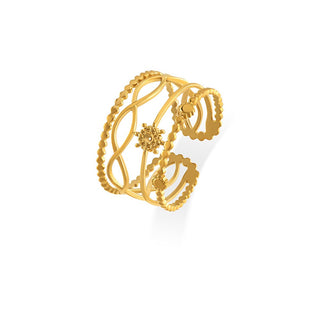 Troli Bague moderne en acier plaqué or 