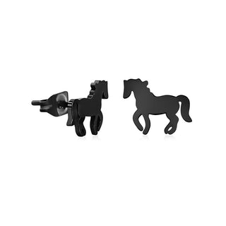 Troli Dezente schwarze Pferdeohrringe 