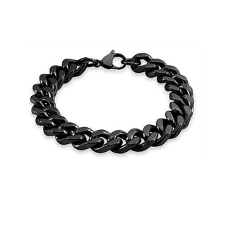 Troli Massives schwarzes Panzerarmband - Länge: 21 Cm 